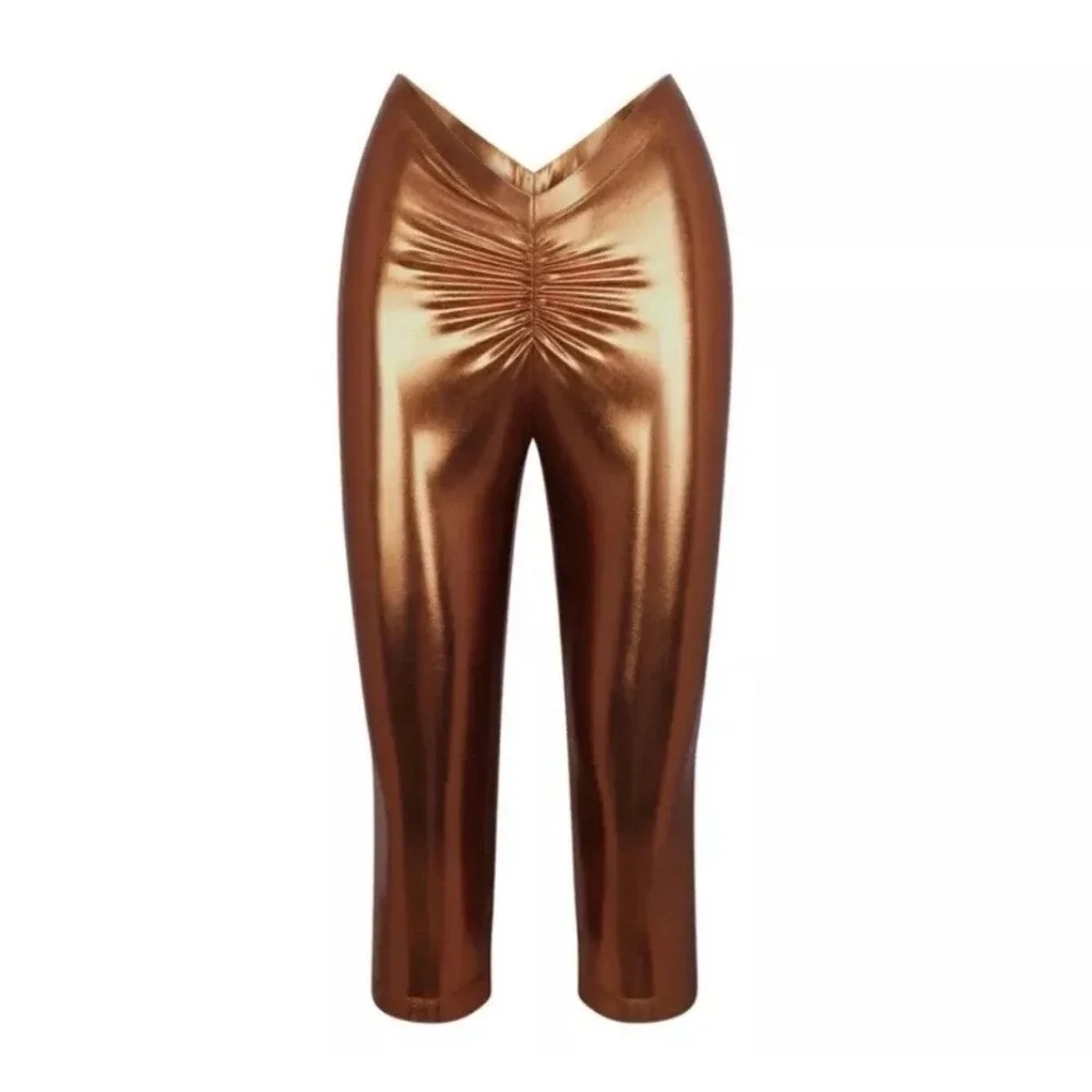 Skims Metallic Swim V Waist Pants In Penny Size Medium NWT
